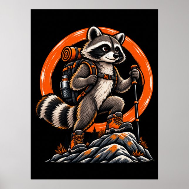 Waschbär-Wanderer – Wilde Pfade Poster (Vorne)