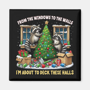 Waschbär-Weihnachten Von Fenstern Zu Wänden Deck Magnet