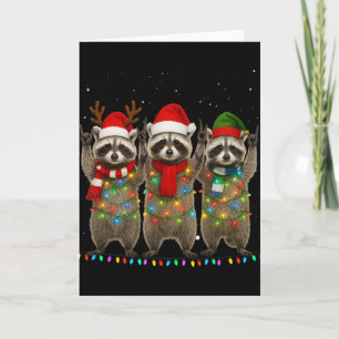 Waschbär-Weihnachtsbaum-Lichter-Pyjama Waschbär-Fa Karte