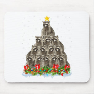 Waschbär-Weihnachtsbaum-Lichter-Santa-Hut-Lustiger Mousepad
