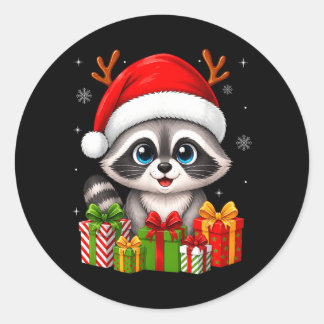 Waschbär-Weihnachtsdekoration Süße Festliche Santa Runder Aufkleber
