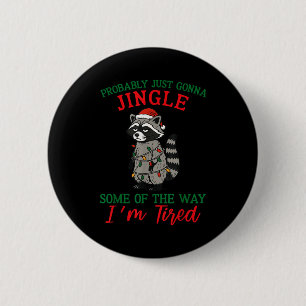 Waschbär-Weihnachtslicht-Pyjama-Feiertags-Santa-Hu Button