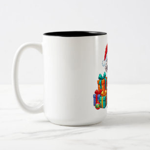 Waschbär Weihnachtsmann mit Zuckerstange Zweifarbige Tasse