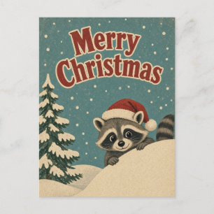 Waschbär-Winterdrift-Tier-Weihnachten Postkarte