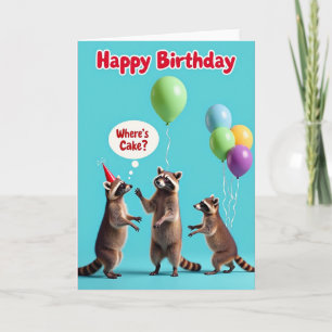 Waschbär Wo ist Kuchen Geburtstagskarte Karte