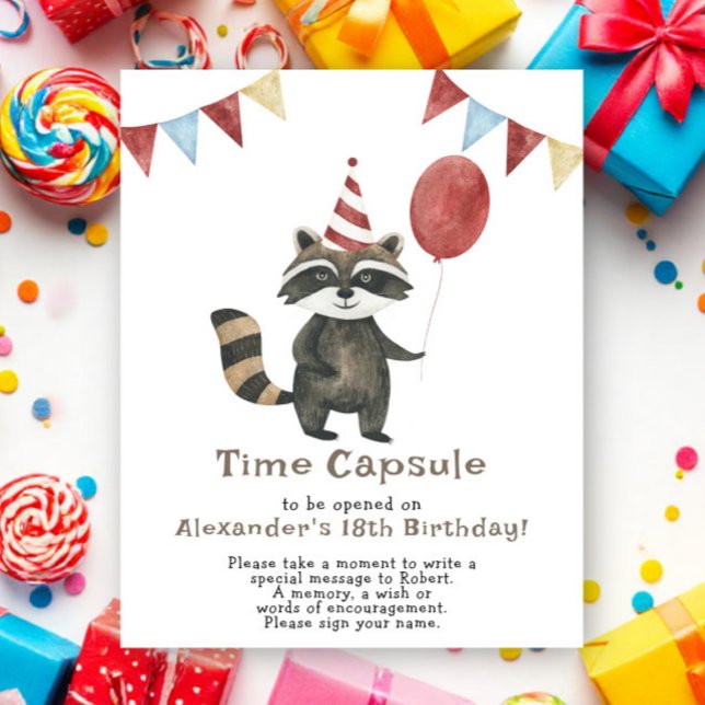 Waschbär-Zeitkapsel 1. Geburtstag Poster (Von Creator hochgeladen)