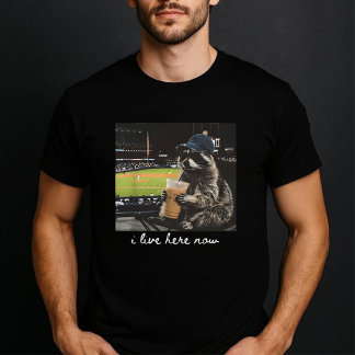 Waschbären-Ballfeld-Baseballfeld Ich lebe jetzt hi T-Shirt