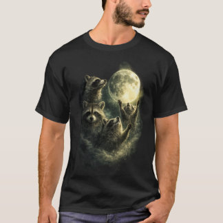  Waschbären bei Vollmondnacht | Lustiger Waschbär  T-Shirt