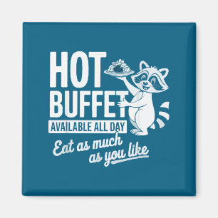 Waschbären-Buffet den ganzen Tag verfügbar Spaß Magnet