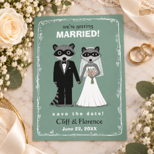 Waschbären Hochzeit Save the Date Türkis