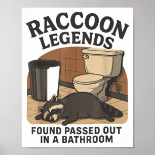 Waschbären-Legenden in einem kaputten Badezimmer g Poster