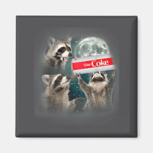 Waschbären-Meme 3 Waschbären heulen am Mond Lustig Magnet