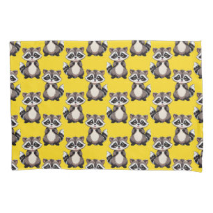 Waschbären-Muster-Design Gelb Kissenbezug