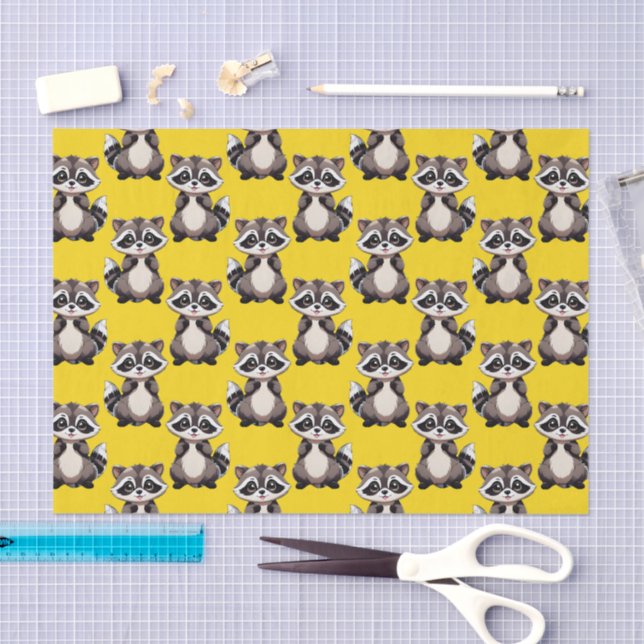 Waschbären-Muster-Design Gelb Seidenpapier (Handwerk)