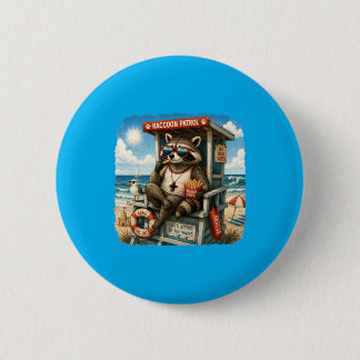 Waschbären-Patrouille Pommes Frites Strand Vintage Button