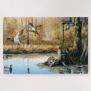Waschbären überfallen den Entenweiher Wilde Natur Puzzle