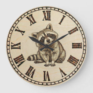 Waschbären-Wanduhr Große Wanduhr