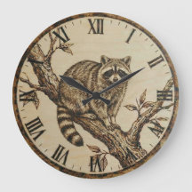 Waschbären-Wanduhr - Rustikale Hüttendekoration