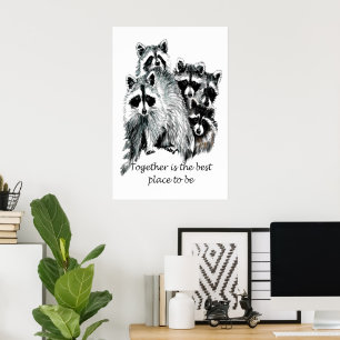 Waschbärenfamilie zum Ausdrucken als Wandkunst – " Poster