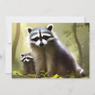 Waschbärenfamilien-Wildnis-Porträtkarte Karte