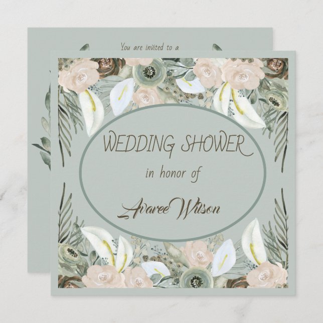 Waschbecken Grün und Vanilla Creme Dusche Einladung (Vorne/Hinten)