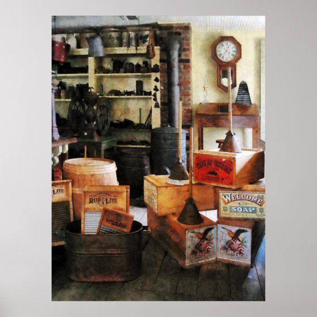 Waschbretter und Seife Poster (Vorne)