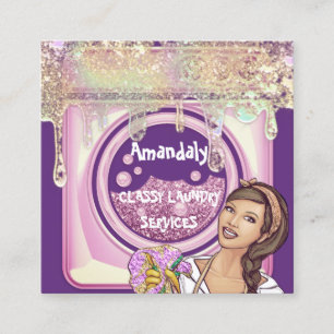 Waschdienst QR-Code Lila Quadratische Visitenkarte