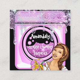 Waschdienst QR-Code schwarz Quadratische Visitenkarte