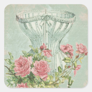 Wäsche-Brautparty-Bevorzugung etikettiert antikes Quadratischer Aufkleber