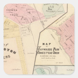 Wäsche-Ecken, Haywards Park, Niles, Pleasanton Quadratischer Aufkleber