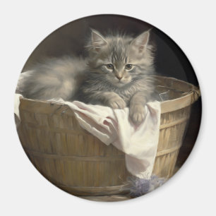 Wäsche- oder Spielzeit Grau-Kitten-Portrait Magnet