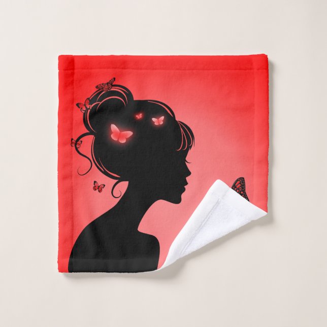 Wäsche zur Körperpflege Rote Schmetterlinge Waschlappen (Waschlappen)