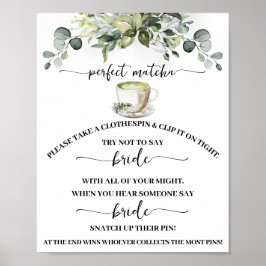 Wäscheklammer Eukalyptus Matcha Brautparty-Spiel Poster