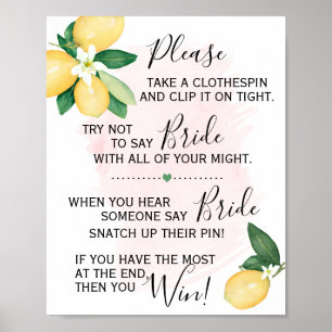 Wäscheklammer Junggesellinnenabschied Spiel Lemons Poster