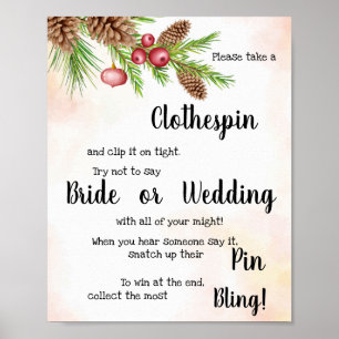 Wäscheklammer-Weihnachtsdusche-Spielschild Poster