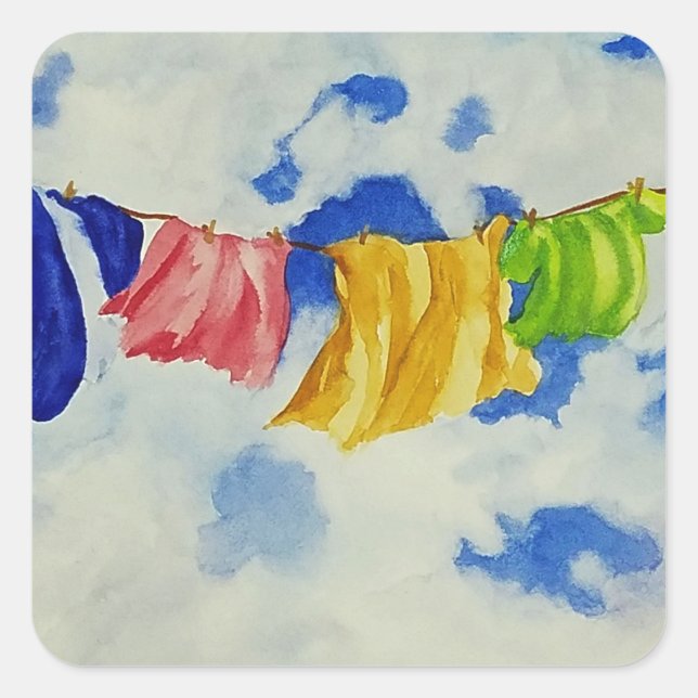Wäscheleine Außenbereich Quadratischer Aufkleber (Vorderseite)