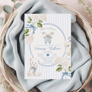 Wäscheleine Baby Boy Shower Coquette Baby in Blau Einladung