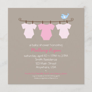 Wäscheleine-Babyparty-Einladung Einladung
