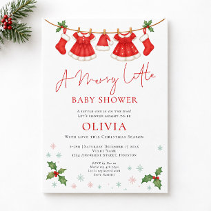 Wäscheleine Frohe kleine Weihnachten Baby Shower Einladung