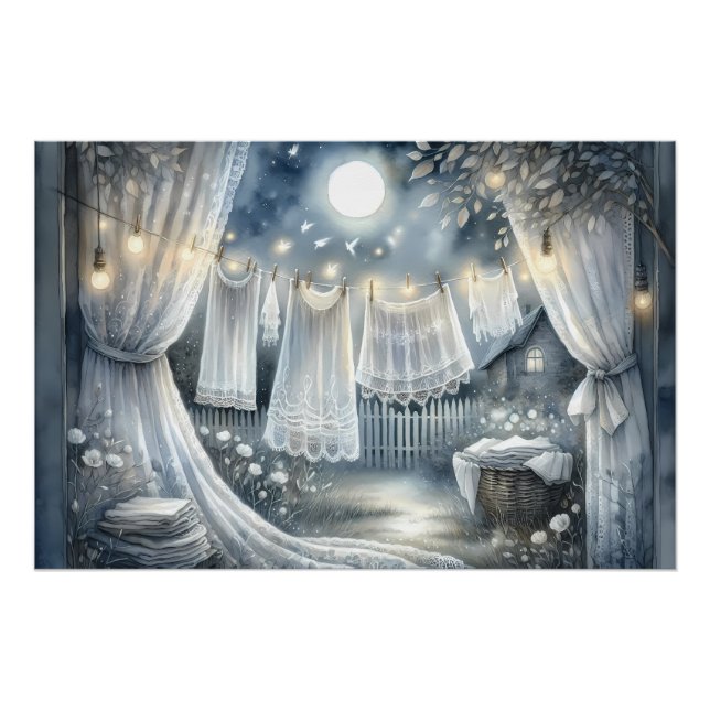 Wäscheleine für den Netzkern von Moonlit Poster (Vorderseite)