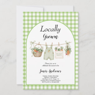 Wäscheleine lokal gewachsene grüne Babyparty Einladung