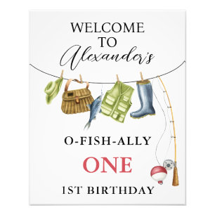 Wäscheleine O-Fish-Ally 1 Geburtstag Begrüßungszei Fotodruck