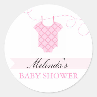 Wäscheleine Rosa Modern Baby Shower Aufkleber