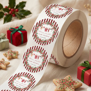 Wäscheleine Rot Weihnachten Baby Shower Runder Aufkleber
