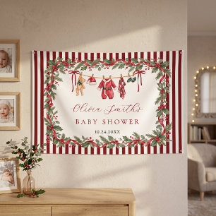 Wäscheleine Roter Weihnachten Baby Shower Banner
