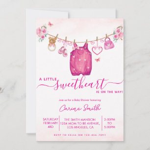 Wäscheleine Valentinstag Mädchen Baby Shower Einladung