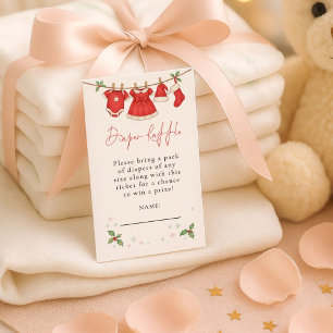 Wäscheleine Windel Raffle Weihnachten Baby Shower  Begleitkarte