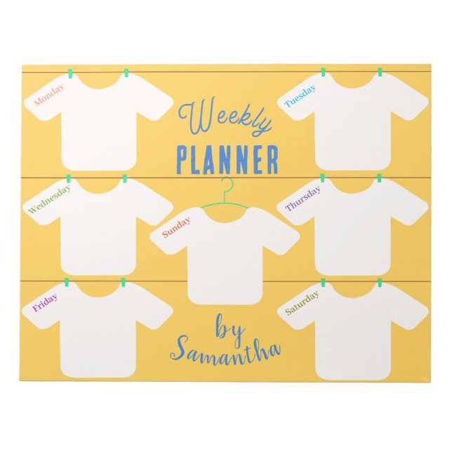 Wäscheleinen Wöchentlicher Planer, um Notepad aufz Notizblock (Vorderseite)