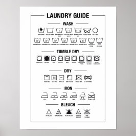 Wäscheleitung, Symbole für Textilpflege Poster