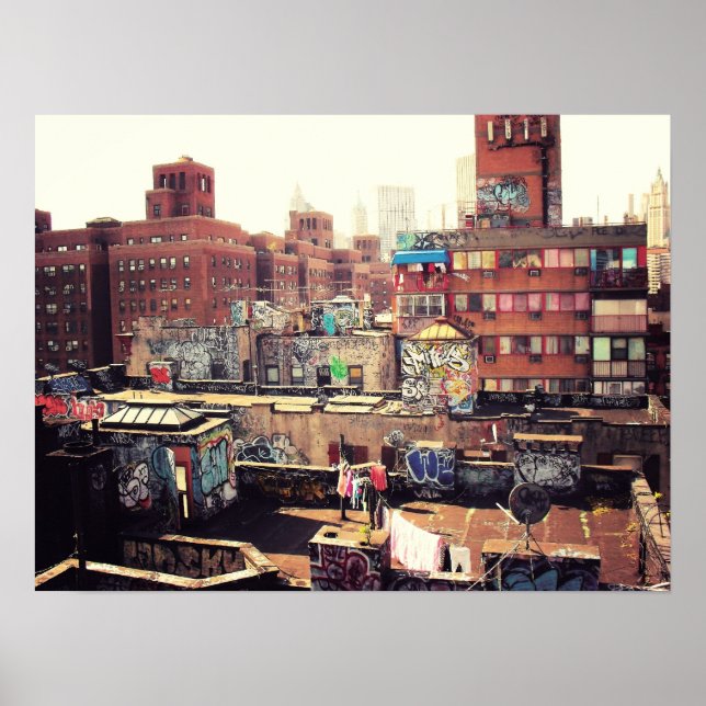 Wäschelinien und Graffiti Poster (Vorne)